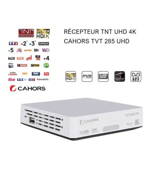 Décodeur TNT UHD 4K Tuner Cahors TVT 285 UHD
