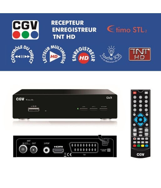 Décodeur Récepteur TNT HD Enregistreur CGV Etimo STL-2