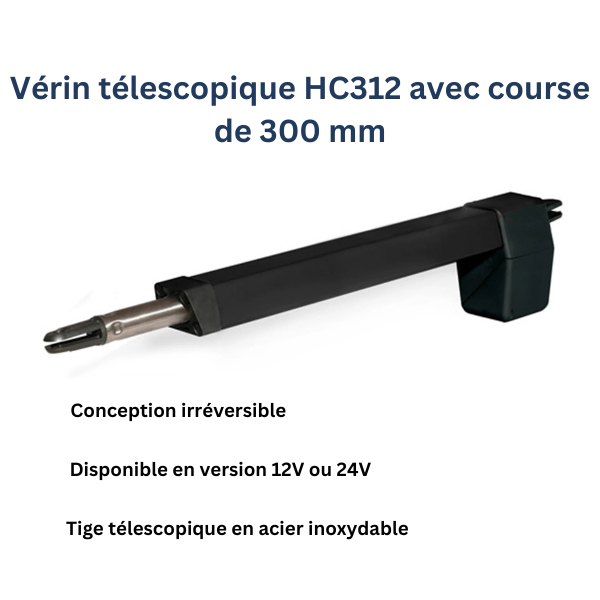 Vérin télescopique HC312 avec course de 300 mm